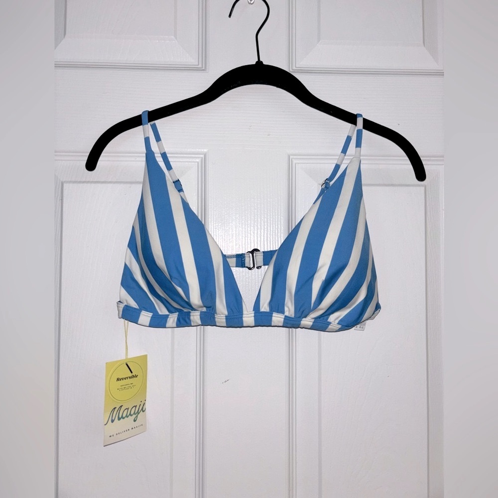 NWT MAAJI Reversible Azure Stripes Ivy Fixed Triangle Bikini Top - Picture 6 of 11